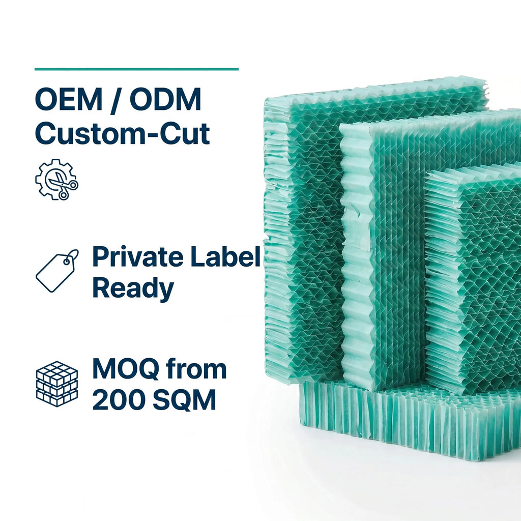HAF dehumidifier filter OEM custom-cut private label MOQ from 200 SQM